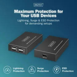Przedłużacz/Extender DIGITUS USB 2.0 po skrętce kat.6 do 150m, 4x USB-A do