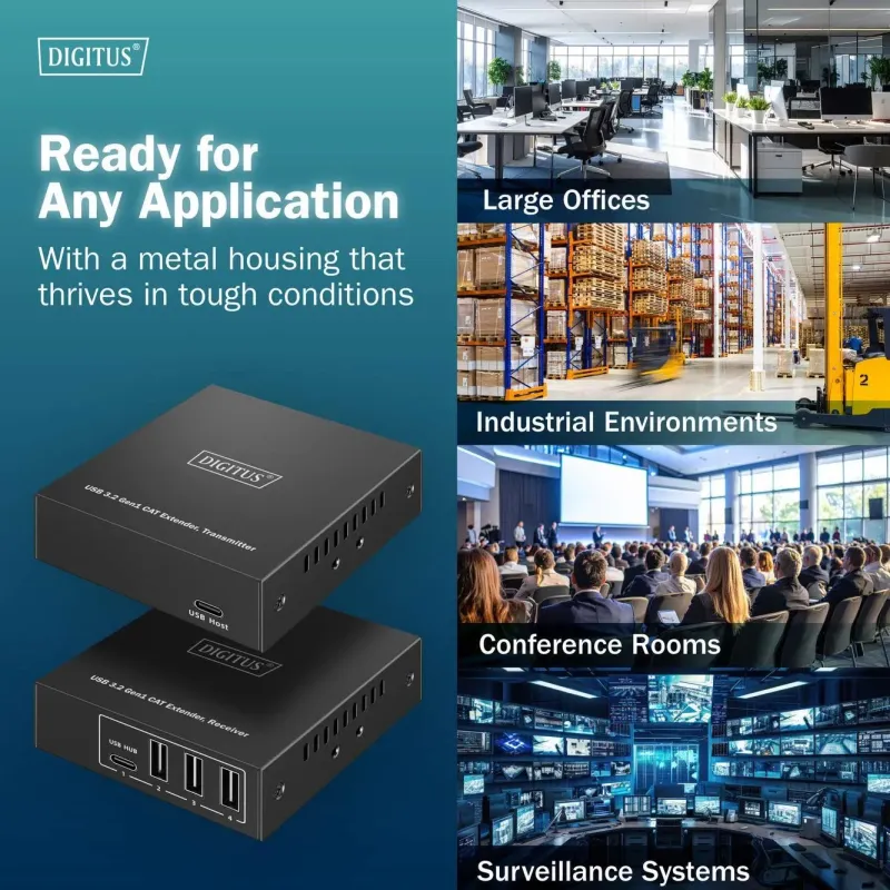 Przedłużacz/Extender DIGITUS USB 3.1 Gen1 po skrętce kat.6A do 100m, 3x