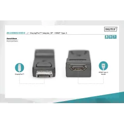 Adapter DIGITUS DisplayPort, DP-HDMI typA, M/Ż
