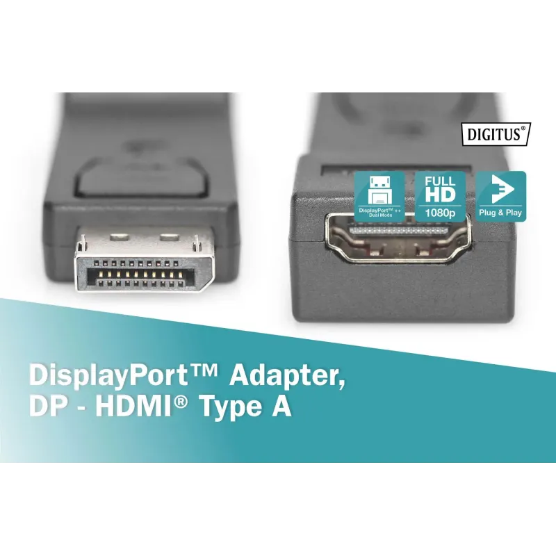 Adapter DIGITUS DisplayPort, DP-HDMI typA, M/Ż