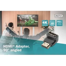Adapter DIGITUS HDMI 2.0 HighSpeed z Ethernetem Typ HDMI A kątowy/HDMI A