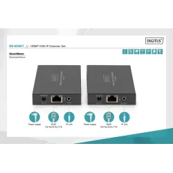 Przedłużacz/Extender DIGITUS KVM HDMI+USB 150m po Cat.5e UTP/IP 1080p FHD