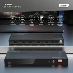 Przełącznik/Switch DIGITUS HDMI 4x1, 8K/60Hz (4:4:4) z HDR, 48 Gbps, HDCP