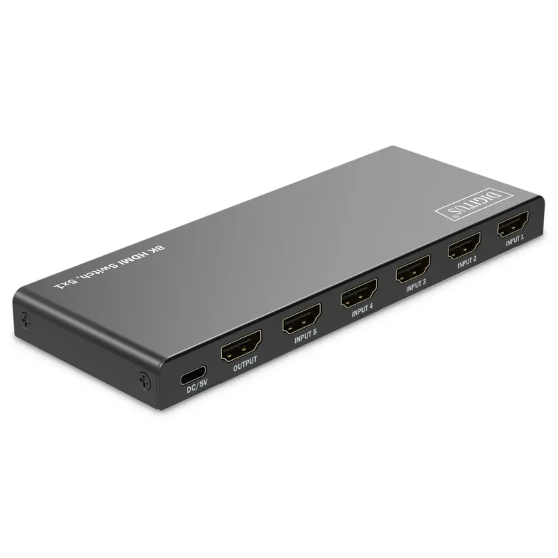 Przełącznik/Switch DIGITUS HDMI 5x1, 8K/60Hz (4:4:4) z HDR, 48 Gbps, HDCP