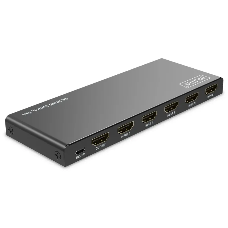 Przełącznik/Switch DIGITUS HDMI 5x1, 4K/60Hz UHD z HDR, 18 Gbps, HDCP 2.2