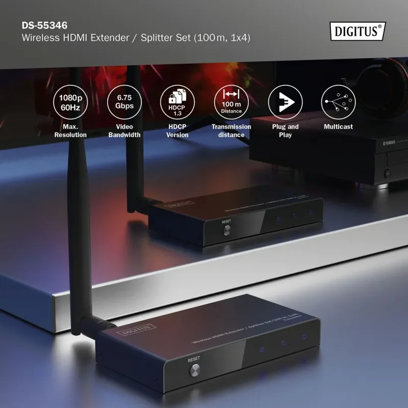 Przedłużacz/Extender splitter DIGITUS HDMI bezprzewodo... | PartsPC.pl