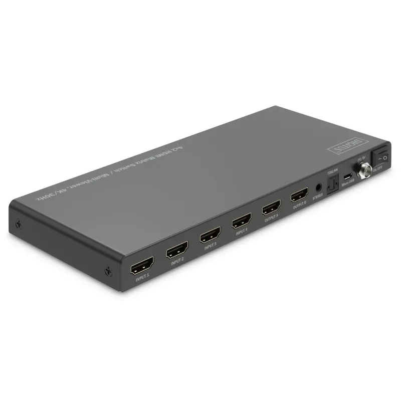 Przełącznik/Matrix DIGITUS HDMI 4/2-porty 4K/30Hz UHD HDCP 1.4 audio z