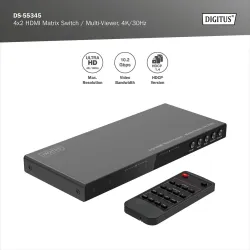 Przełącznik/Matrix DIGITUS HDMI 4/2-porty 4K/30Hz UHD HDCP 1.4 audio z