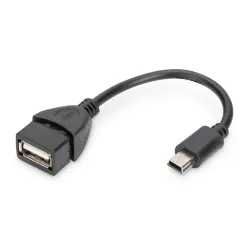 Kabel adapter USB 2.0 DIGITUS HighSpeed OTG Typ miniUSB B/USB A M/Ż czarny