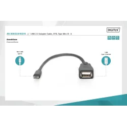 Kabel adapter USB 2.0 DIGITUS HighSpeed OTG Typ miniUSB B/USB A M/Ż czarny