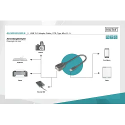Kabel adapter USB 2.0 DIGITUS HighSpeed OTG Typ miniUSB B/USB A M/Ż czarny