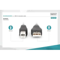 Kabel drukarkowy DIGITUS USB 2.0 A/M - B/M, 3m czarny