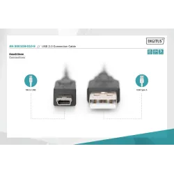 Kabel USB DIGITUS 2.0 A/M - mini B/M, 1m czarny