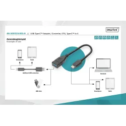 Kabel USB 3.1 Gen 1 DIGITUS SuperSpeed OTG Typ USB C/USB A M/Ż czarny 0,15m