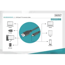 Kabel USB 3.0 DIGITUS SuperSpeed Typ USB A/USB C M/M czarny 1m