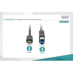 Kabel DIGITUS USB 3.0 SuperSpeed 5Gbps Typ USB C/B M/M Power Delivery