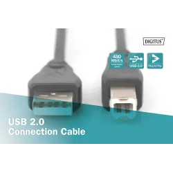 Kabel drukarkowy USB DIGITUS 2.0 A/M - USB B /M 5m czarny