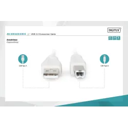 Kabel drukarkowy DIGITUS USB 2.0 A/M - B/M, 3m beżowy