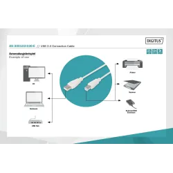 Kabel drukarkowy DIGITUS USB 2.0 A/M - B/M, 3m beżowy