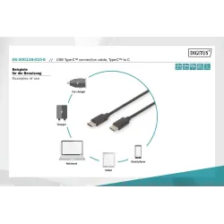 Kabel USB 2.0 DIGITUS HighSpeed Typ USB C/USB C M/M czarny 1,0m