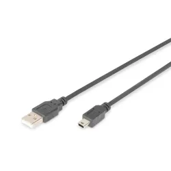 Kabel USB DIGITUS 2.0 A/M - mini B/M, 1,8m czarny