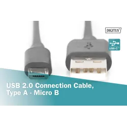 Kabel USB DIGITUS 2.0, typ A - B micro, 1m czarny