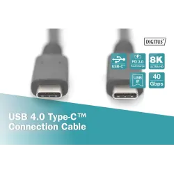Kabel USB 4.0 DIGITUS Typ USB C/USB C M/M 40Gbps PD 3.1 240W 8K 60Hz czarny