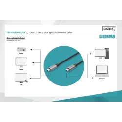 Kabel USB 3.0 DIGITUS PREMIUM 60W/5Gbps Typ USB C/USB C M/M czarny 1m