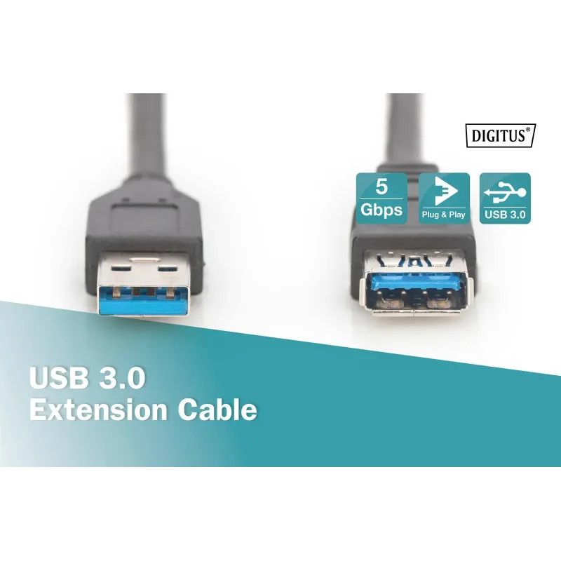 Kabel przedłużający DIGITUS USB 3.1 Gen.1 SuperSpeed 5Gbps Typ USB A/USB A