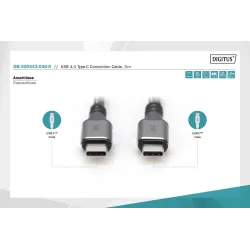 Kabel połączeniowy DIGITUS PREMIUM USB 4.0 Typ USB C/USB C M/M 20Gbps PD