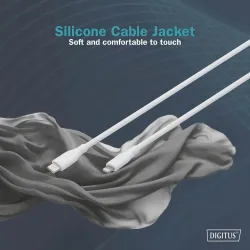 Kabel zasilający DIGITUS silikonowy USB-C - Lightning, USB 2.0 60W,