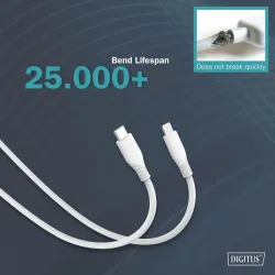 Kabel zasilający DIGITUS silikonowy USB-C - Lightning, USB 2.0 60W,