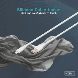 Kabel zasilający DIGITUS silikonowy USB-A - Lightning, USB 2.0 12W,