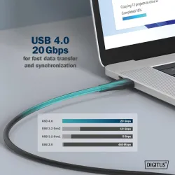 Kabel połączeniowy DIGITUS silikonowy USB-C - USB-C, USB 4 Gen2 20G 8K