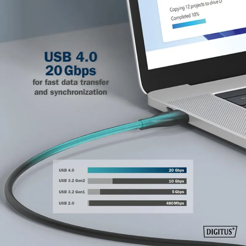 Kabel połączeniowy DIGITUS silikonowy USB-C - USB-C, USB 4 Gen2 20G 8K