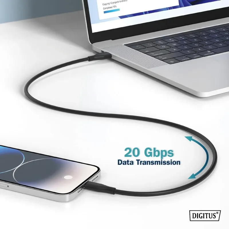 Kabel połączeniowy DIGITUS silikonowy USB-C - USB-C, USB 4 Gen2 20G 8K