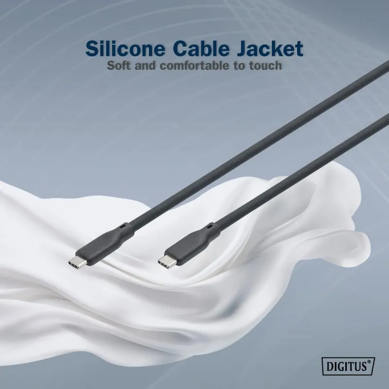 Kabel połączeniowy DIGITUS silikonowy USB-C - USB-C, USB 3.2 Gen2 10G 4K