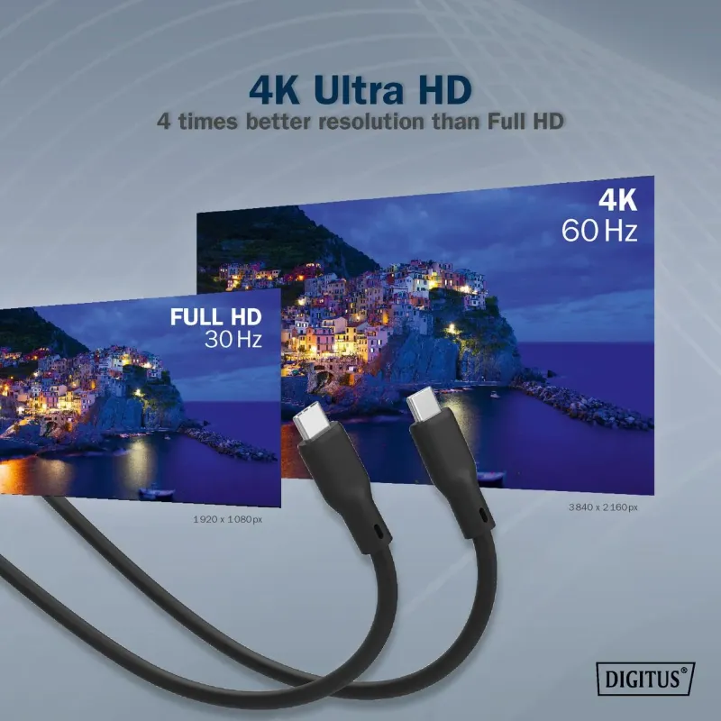 Kabel połączeniowy DIGITUS silikonowy USB-C - USB-C, USB 3.2 Gen2 10G 4K
