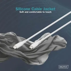 Kabel zasilający DIGITUS silikonowy USB-C - USB-C, USB 2.0 60W, 2m biały