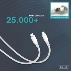 Kabel zasilający DIGITUS silikonowy USB-C - USB-C, USB 2.0 60W, 2m biały