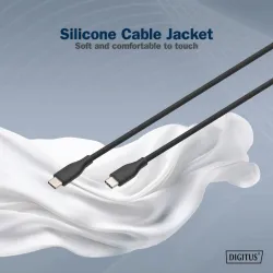 Kabel zasilający DIGITUS silikonowy USB-C - USB-C, USB 2.0 60W, 2m czarny