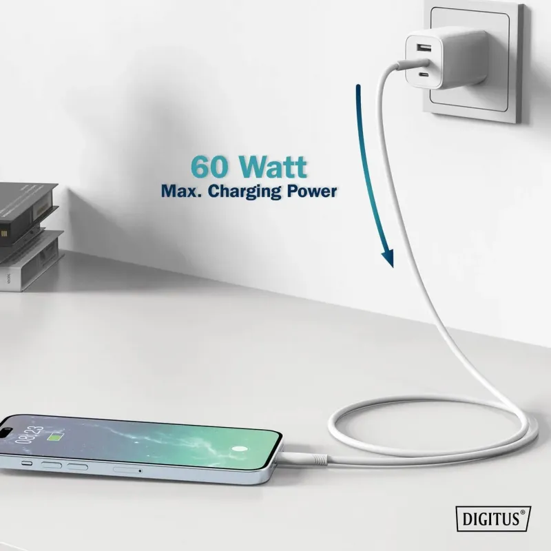 Kabel zasilający DIGITUS silikonowy USB-C - USB-C, USB 2.0 6… | PartsPC.pl
