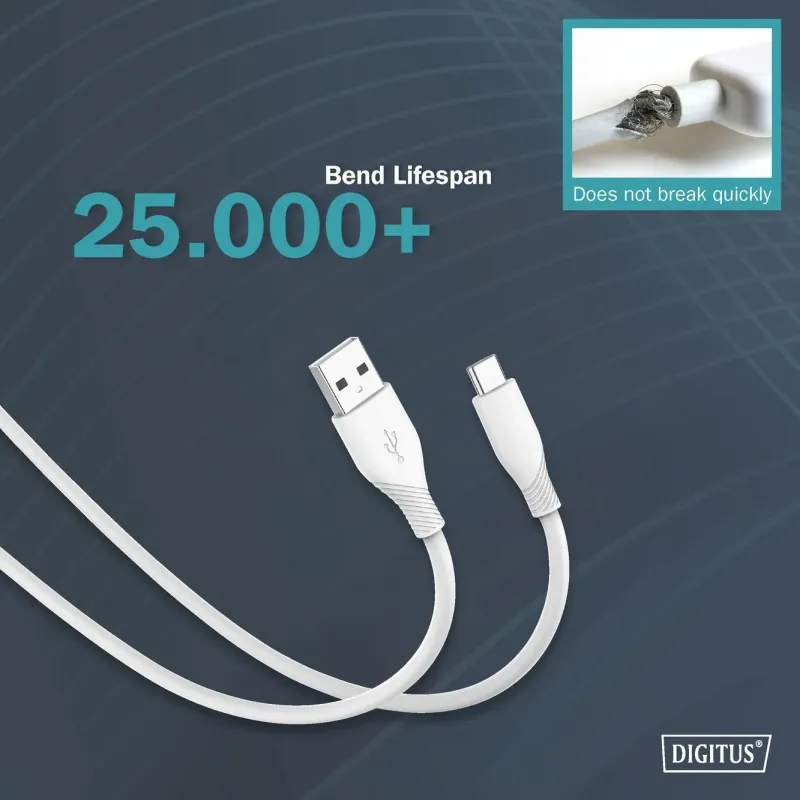 Kabel zasilający DIGITUS silikonowy USB-A - USB-C, USB... | PartsPC.pl