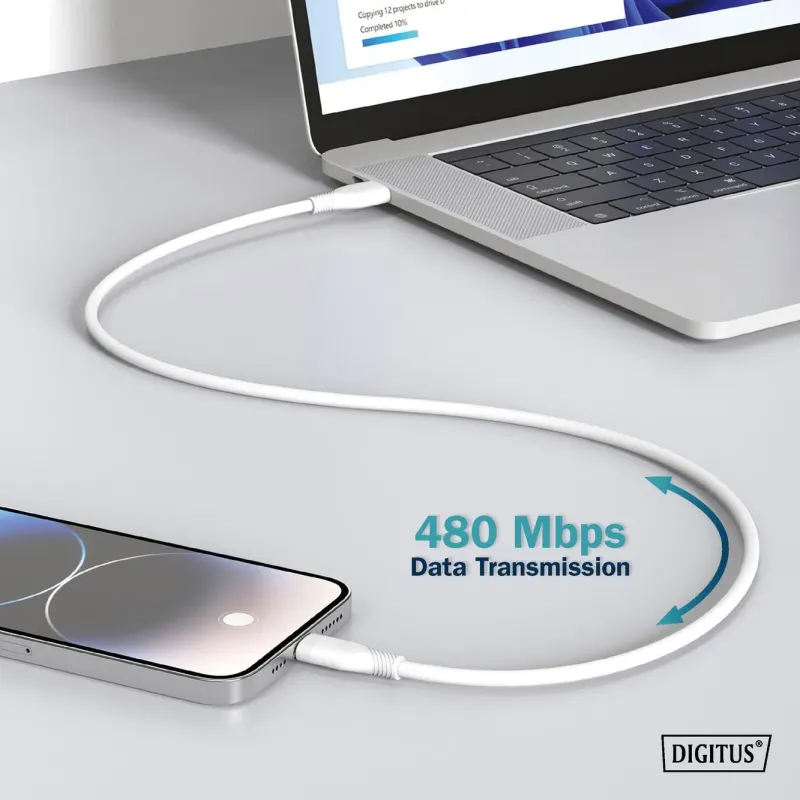 DIGITUS kabel USB-C AK-300340-005-W – Długość: 0,5 m