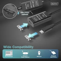 Kabel przedłużający aktywny DIGITUS DA-73109, USB 3.2 Gen1, 5Gbps, USB-C -
