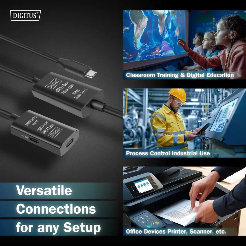 Kabel przedłużający aktywny DIGITUS DA-73109, USB 3.2 Gen1, 5Gbps, USB-C -