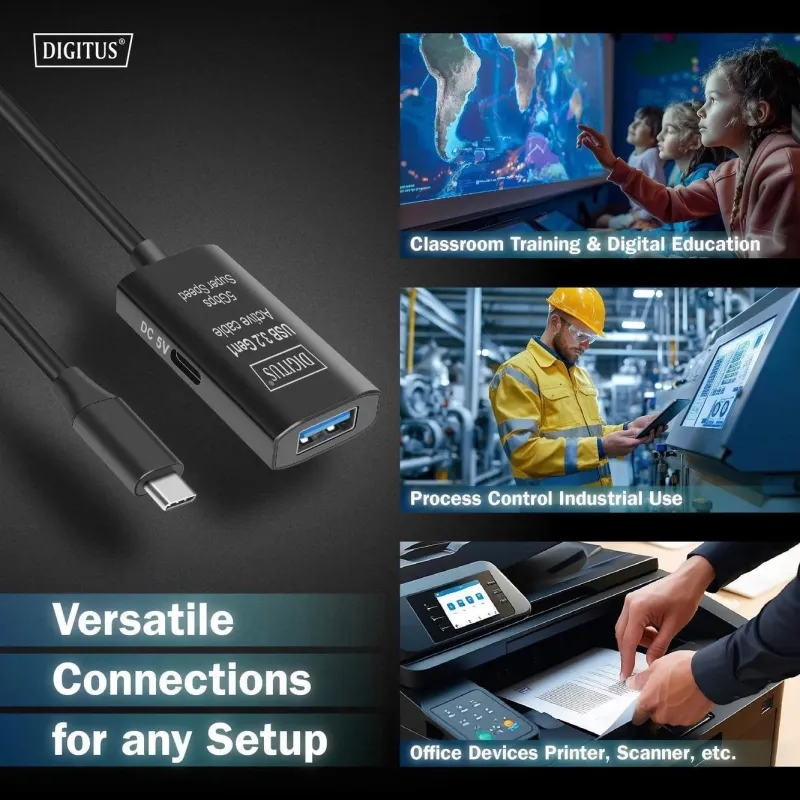 Kabel przedłużający aktywny DIGITUS DA-73110, USB 3.2 Gen1, 5Gbps, USB-C -