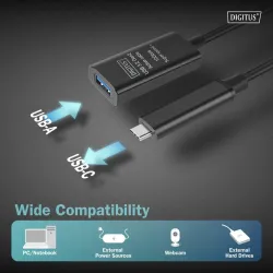 Kabel przedłużający aktywny DIGITUS DA-73113, USB 3.2 Gen2, 10Gbps, USB-C -