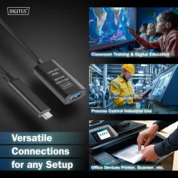 Kabel przedłużający aktywny DIGITUS DA-73113, USB 3.2 Gen2, 10Gbps, USB-C -