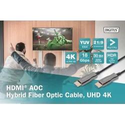 Kabel DIGITUS połączeniowy hybrydowy AOC HDMI 2.0 Premium High Speed